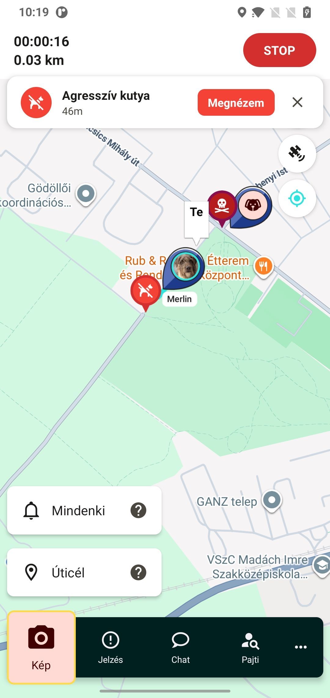 Aktív séta térkép nézet